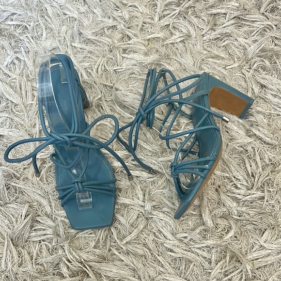 Jonathan Simkhai Meghan Leather Square Toe High Heel Wrap Sandals Sz 36 US 6 - Picture 5 of 13